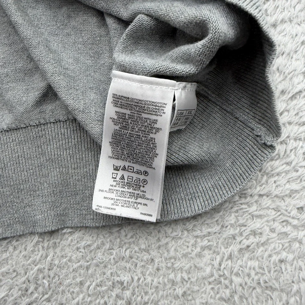 Brooks Brothers Gray Supima Cotton Quarter Zip Sweater‎ Mens XXL Pullover